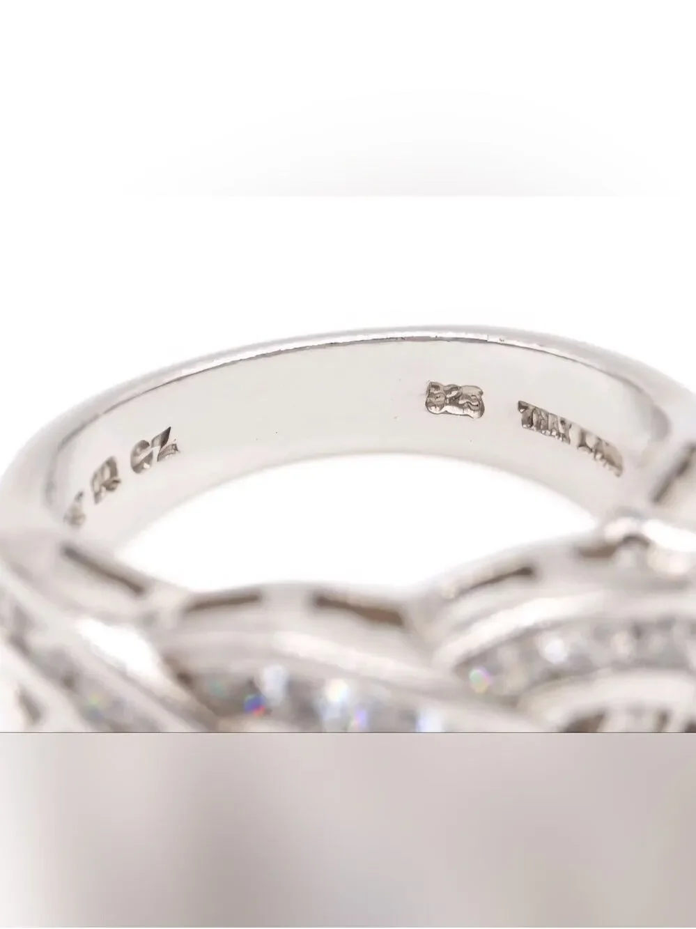 GSJ DQ Cz Crystal-Accented Braided Band Ring in 925 Silver Sz 7